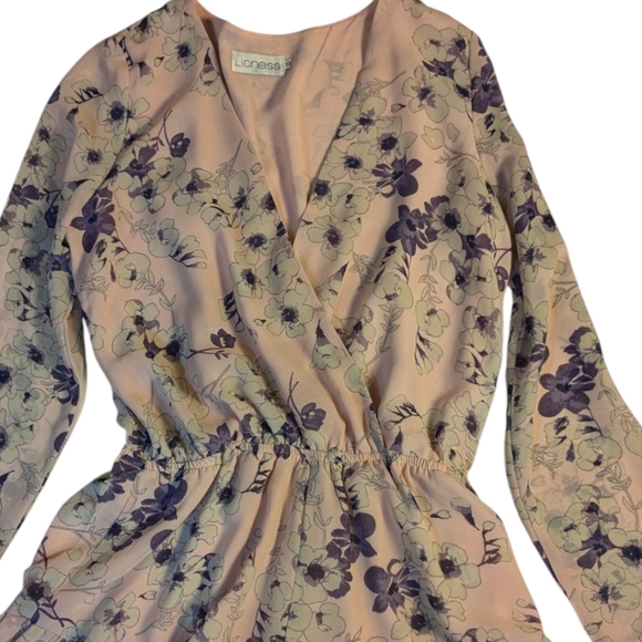 Lioness Pink & Lavender Floral Boho Ruffled Romper/ Playsuit SZ 10 - Picture 6 of 7
